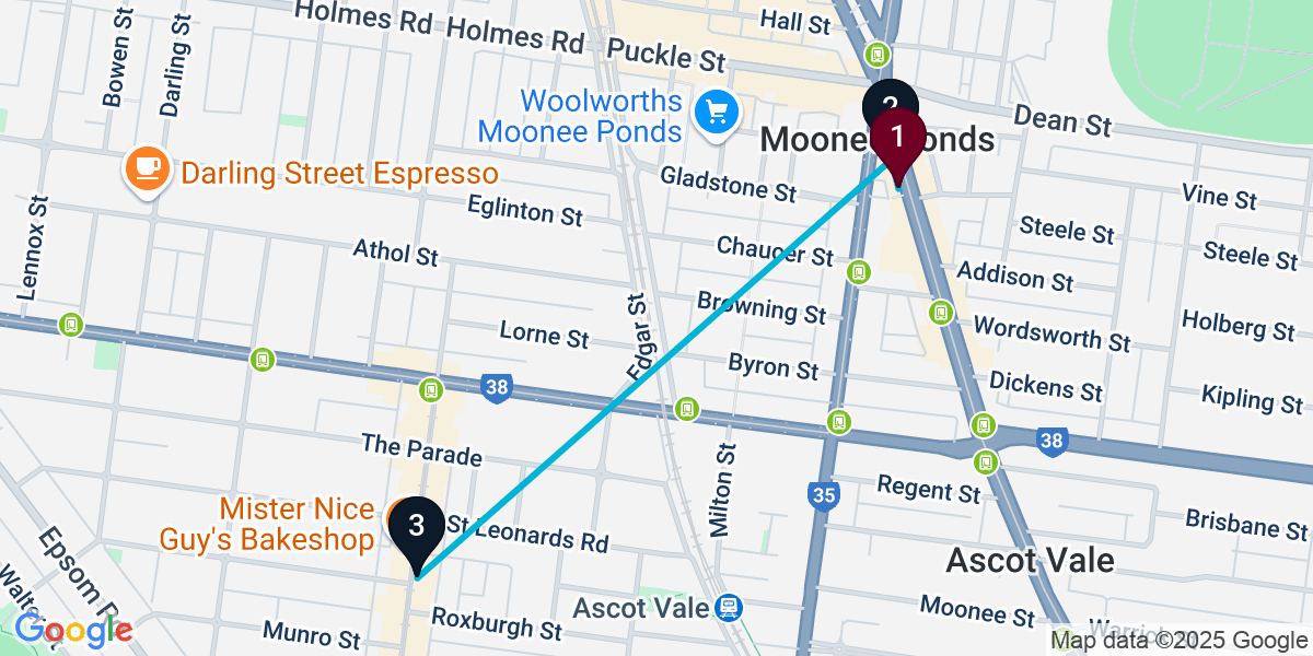 Map for Quick Moonee Ponds Cocktail Bar Crawl