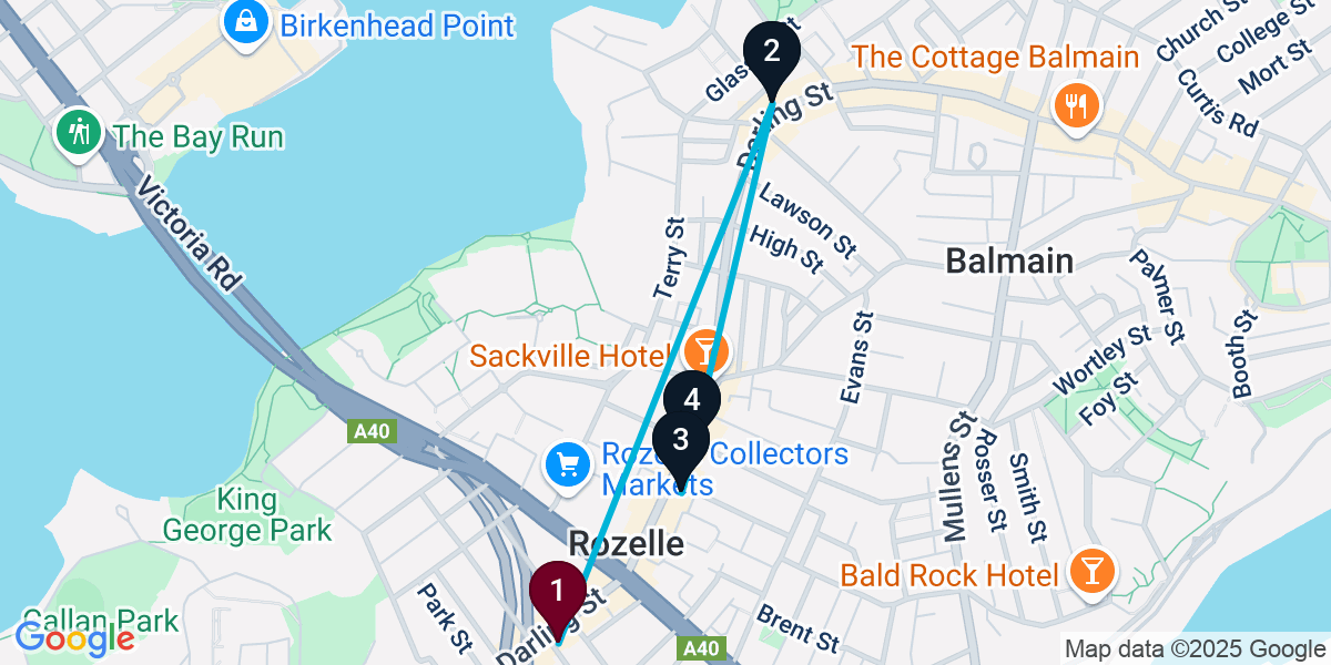 Map for 4-Stop Rozelle Wine bar Bar Crawl