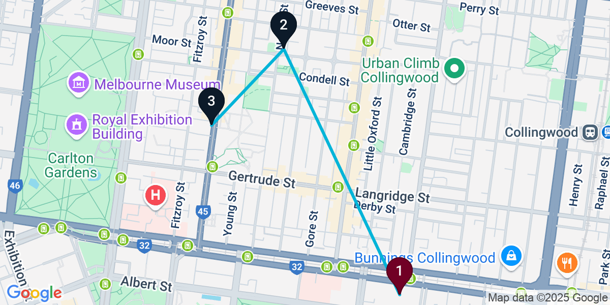 Map for Compact East Fitzroy Bar Crawl