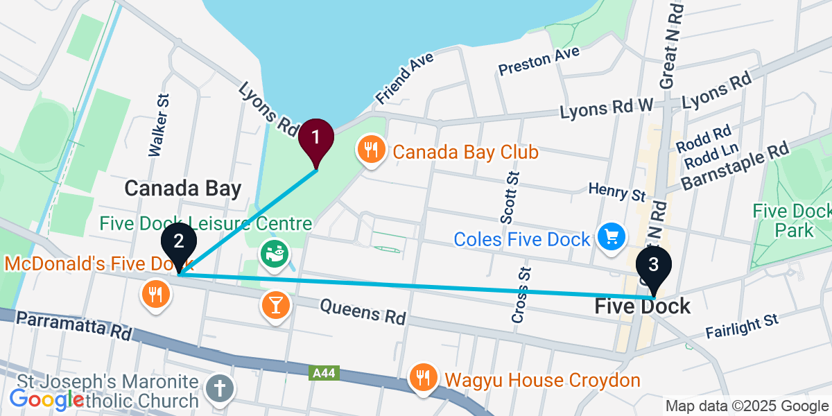 Map for 3-Stop Five Dock Nightclub Bar Crawl
