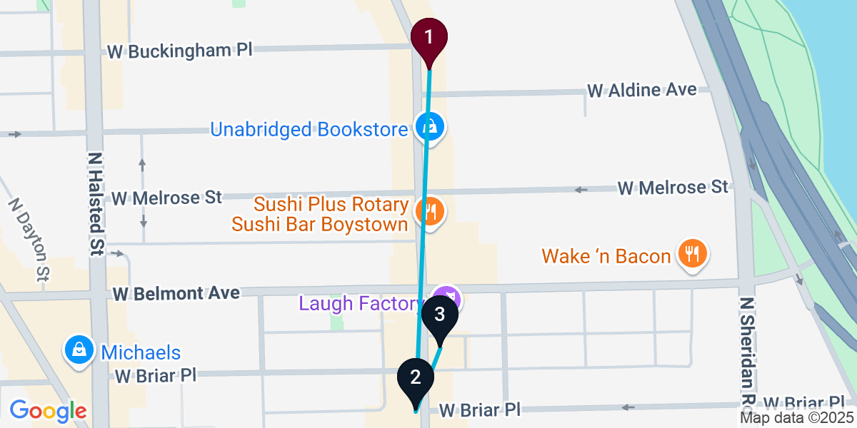 Map for Compact Lake View East Cocktail Bar Crawl