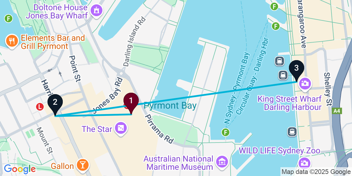 Map for 3-Stop Pyrmont Pub Bar Crawl