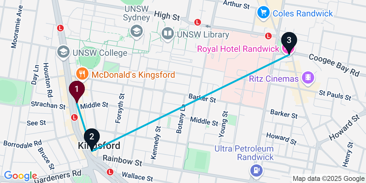 Map for 3-Stop Kingsford Sports bar Bar Crawl