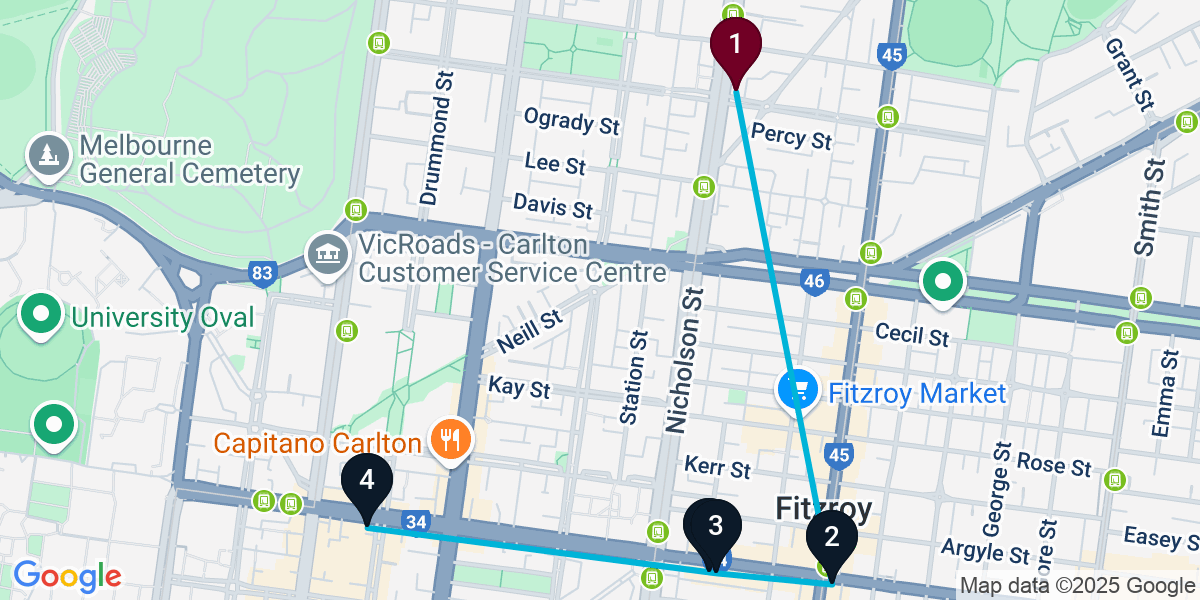Map for Fitzroy Bar Crawl