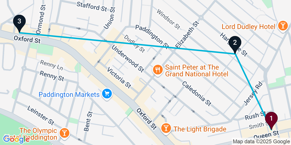 Map for 3-Stop Woollahra Live music Bar Crawl