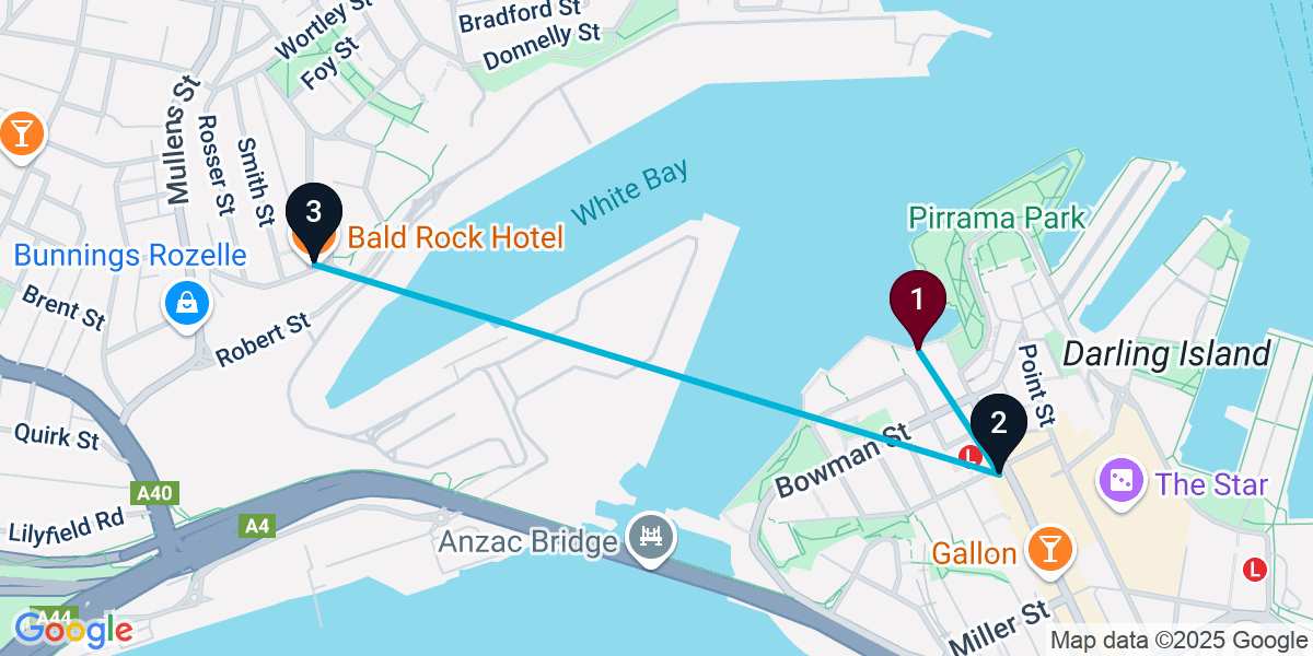 Map for 3-Stop Pyrmont Pub Bar Crawl