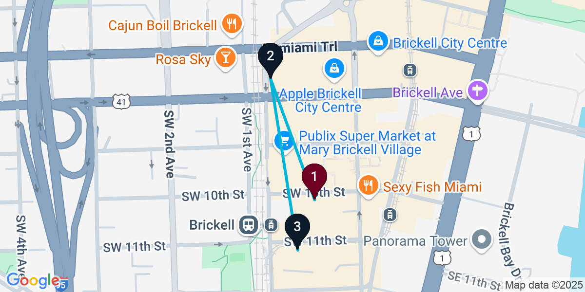 Map for Quick Brickell Cocktail Bar Crawl