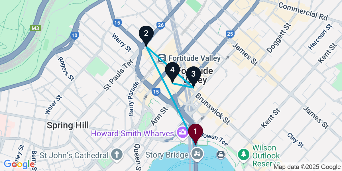 Map for Essential Fortitude Valley City Bar Crawl
