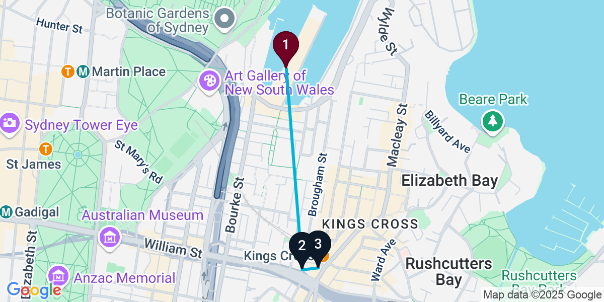 Map for 3-Stop Woolloomooloo Live music Bar Crawl