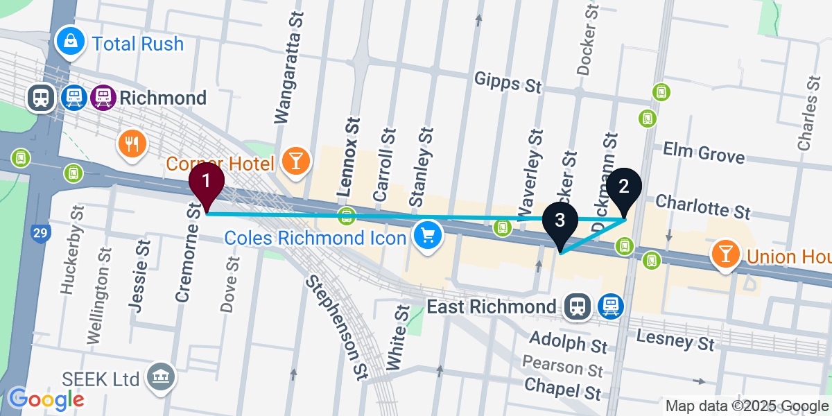Map for Richmond Cocktail Bar Crawl