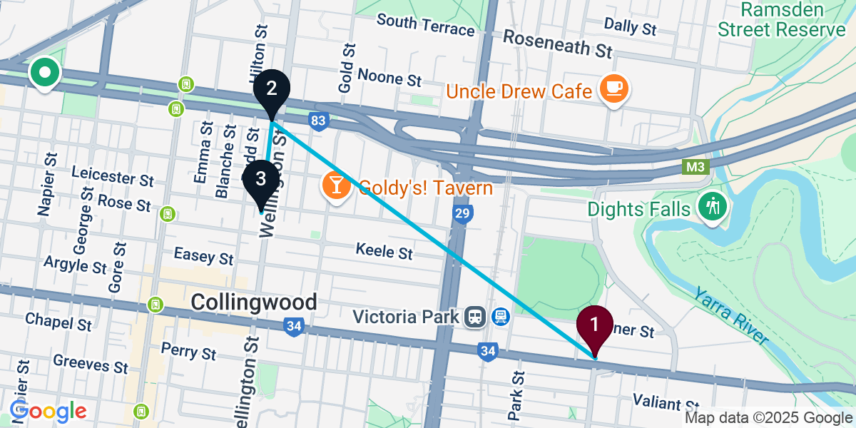 Map for Collingwood Bar Crawl