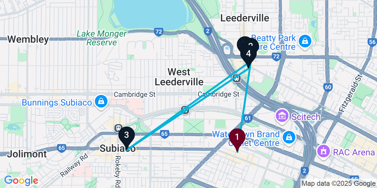 Map for 5-Stop West Perth Wine bar Bar Crawl