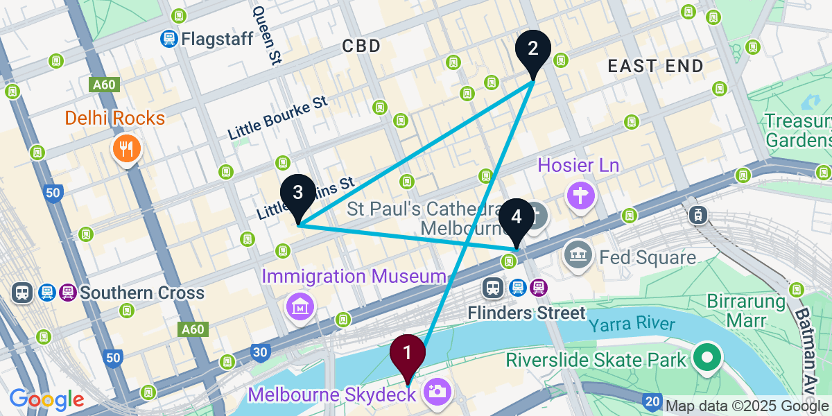Map for Walkable Melbourne Pub Crawl
