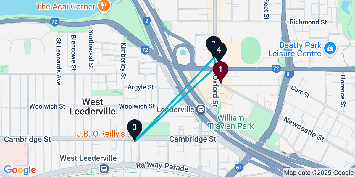 Map for 4-Stop Leederville Live music Bar Crawl