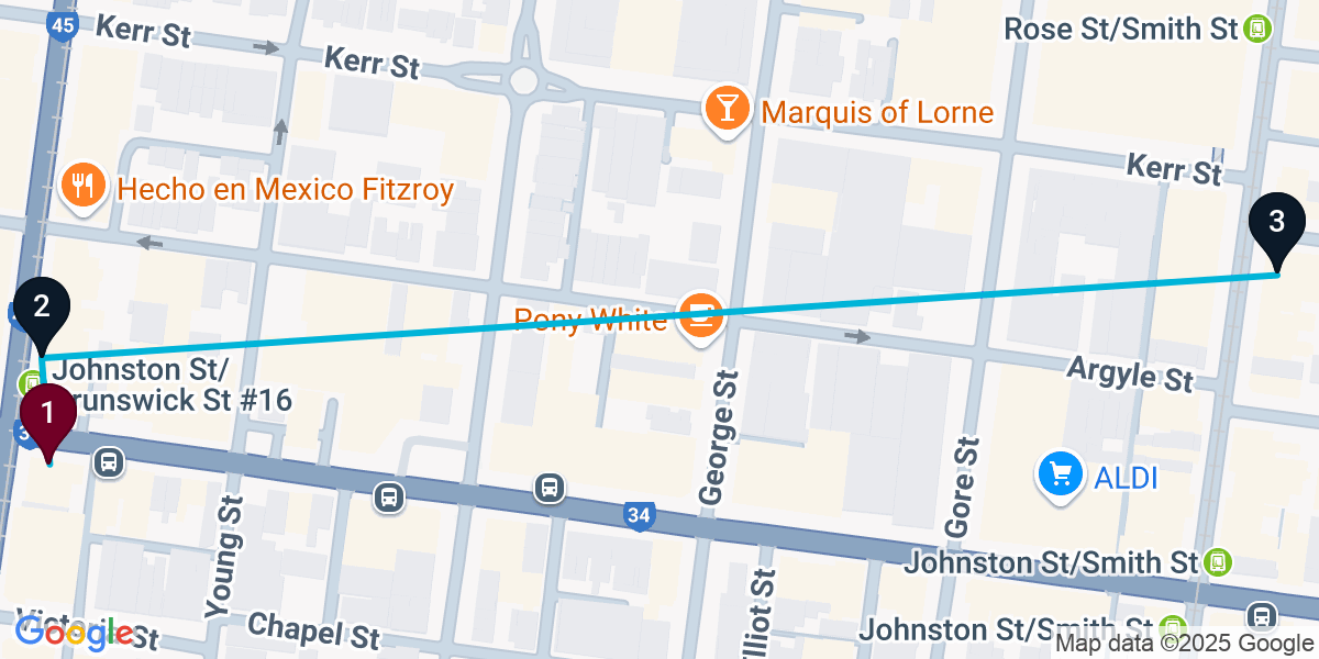 Map for Short Fitzroy Cocktail Bar Crawl
