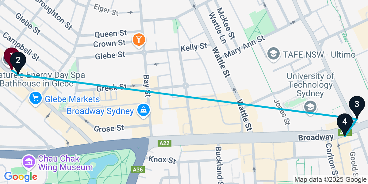 Map for 4-Stop Glebe Live music Bar Crawl