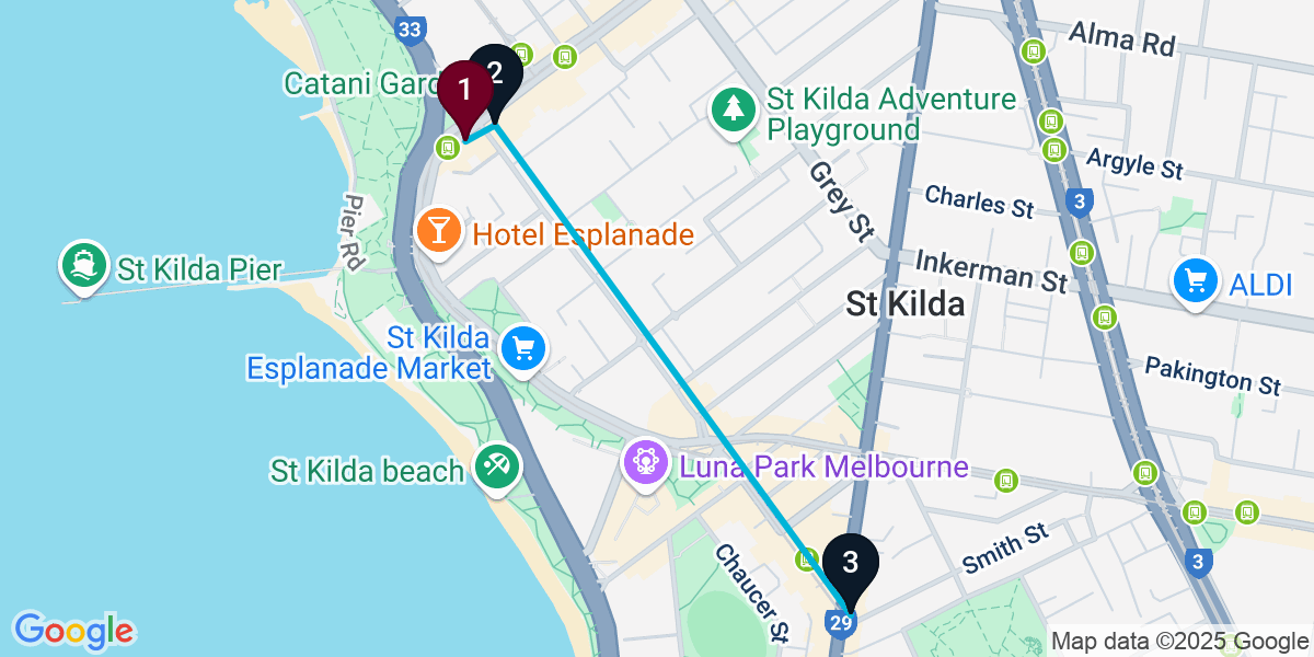 Map for Short St Kilda Pub Crawl