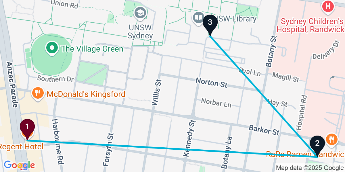 Map for 3-Stop Kingsford Bar Crawl