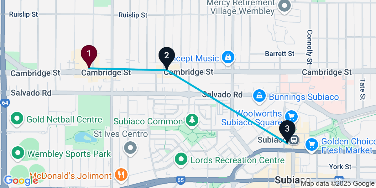 Map for 3-Stop Wembley Cocktail Bar Crawl