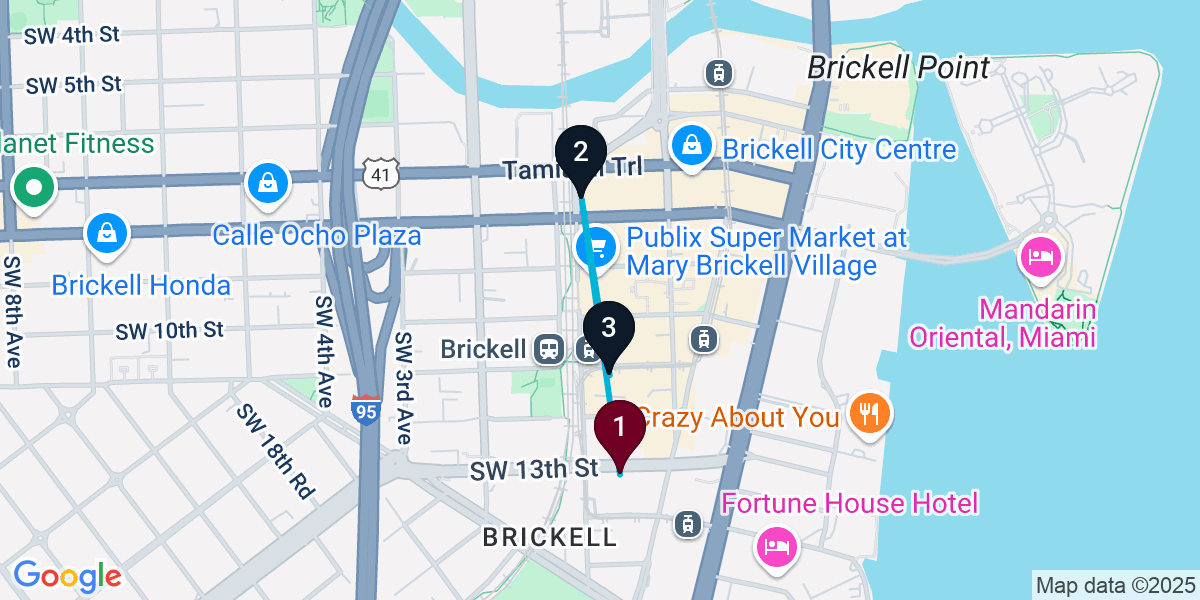 Map for Short Miami Cocktail Bar Crawl