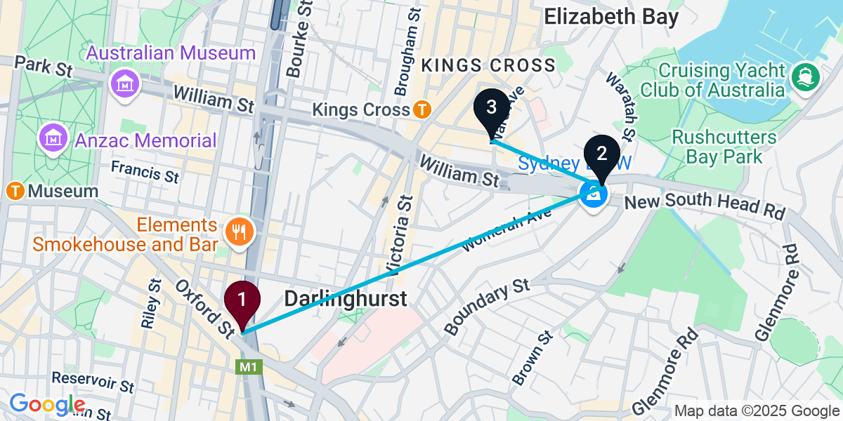Map for 3-Stop Darlinghurst Wine bar Bar Crawl