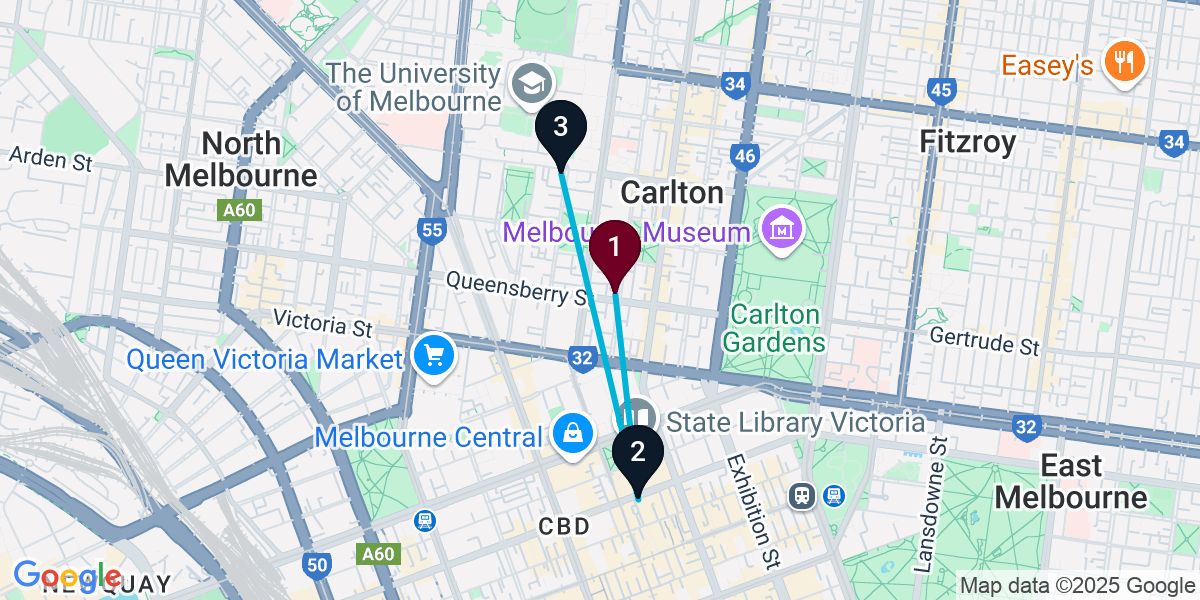 Map for Compact Carlton Rooftop Bar Crawl
