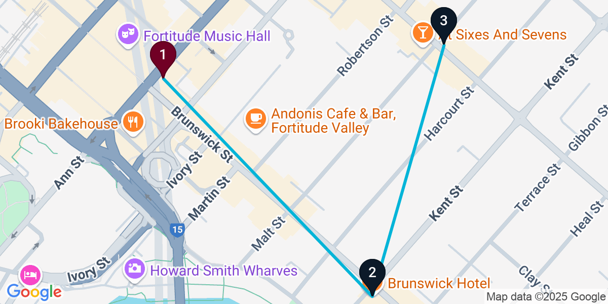 Map for New Farm Pub Crawl