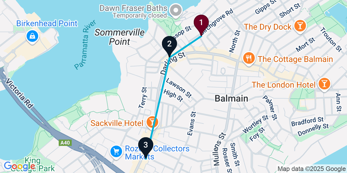 Map for 3-Stop Balmain Wine bar Bar Crawl