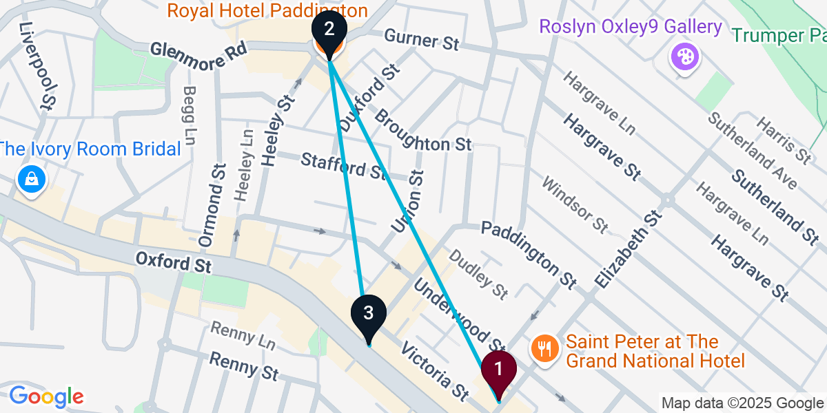 Map for 3-Stop Paddington Pub Bar Crawl