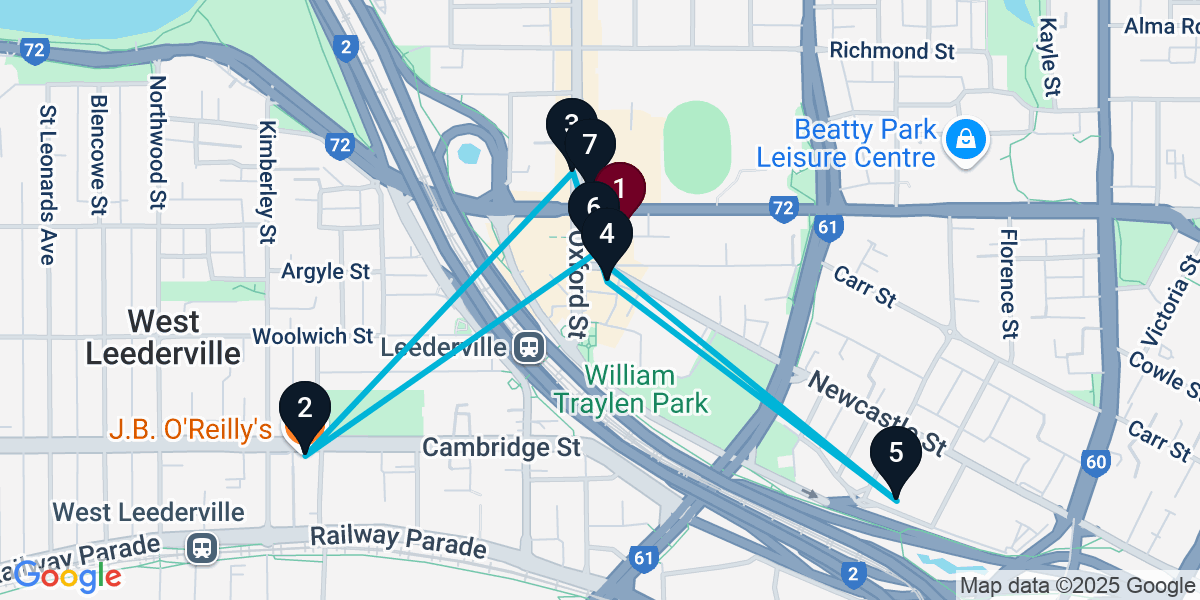 Map for 7-Stop Leederville Live music Bar Crawl