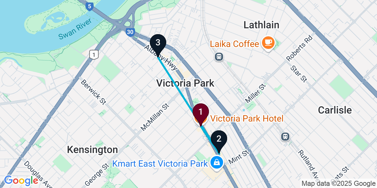 Map for 3-Stop Victoria Park Wine bar Bar Crawl