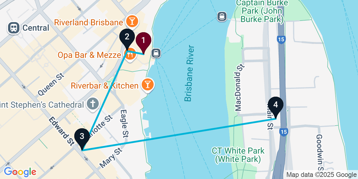 Map for 4-Stop Fortitude Valley Brisbane City Pub Crawl