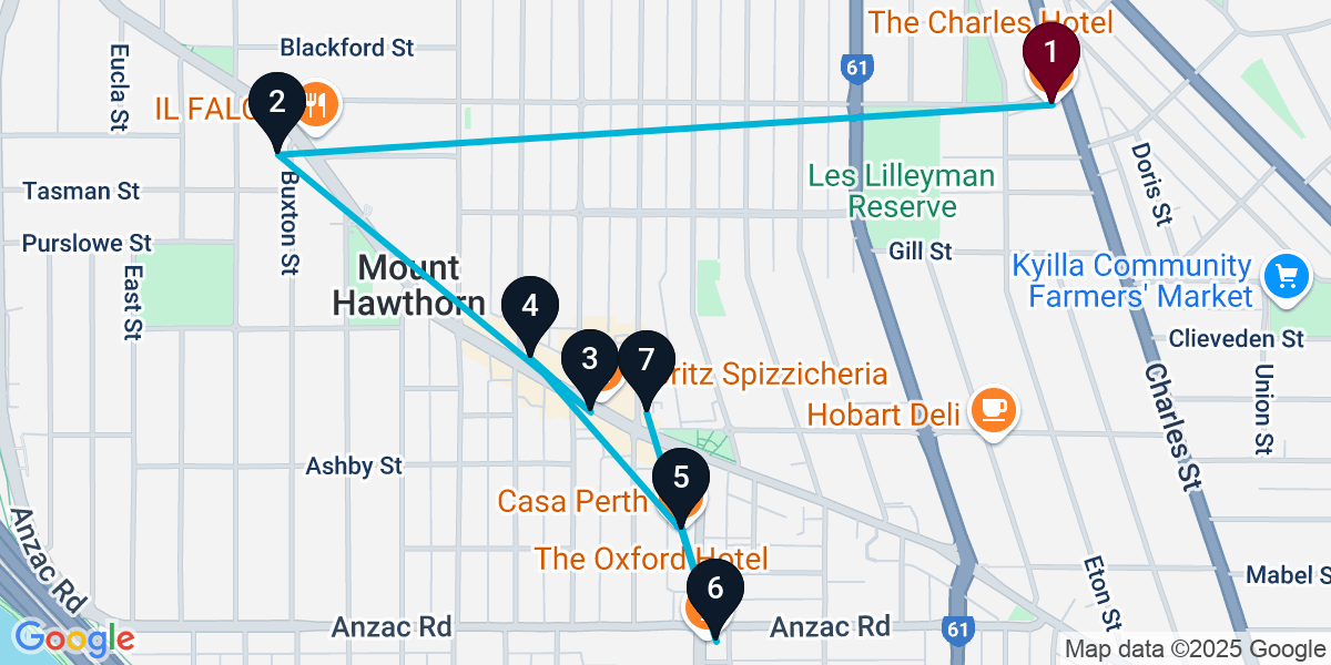 Map for 7-Stop North Perth Wine bar Bar Crawl
