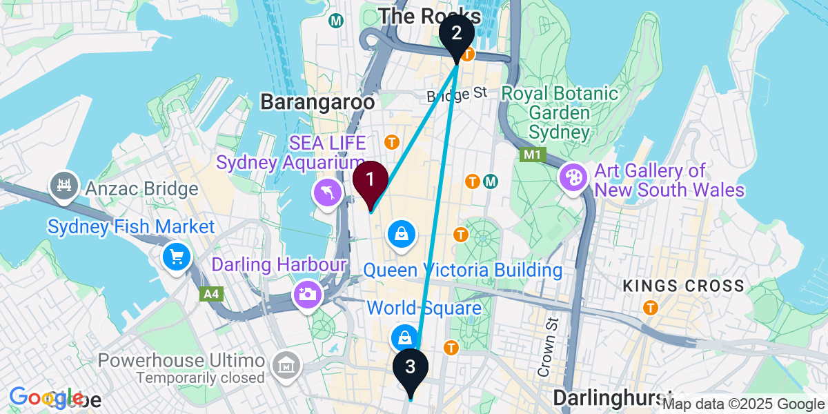 Map for 3-Stop Sydney Live music Bar Crawl