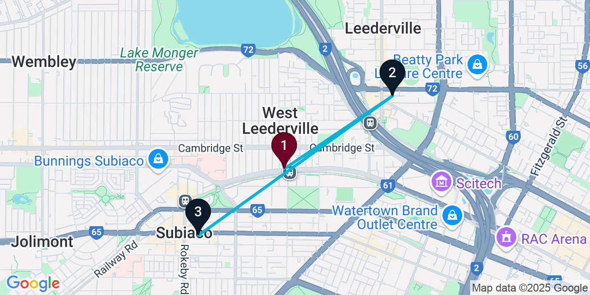 Map for 3-Stop West Leederville Wine bar Bar Crawl