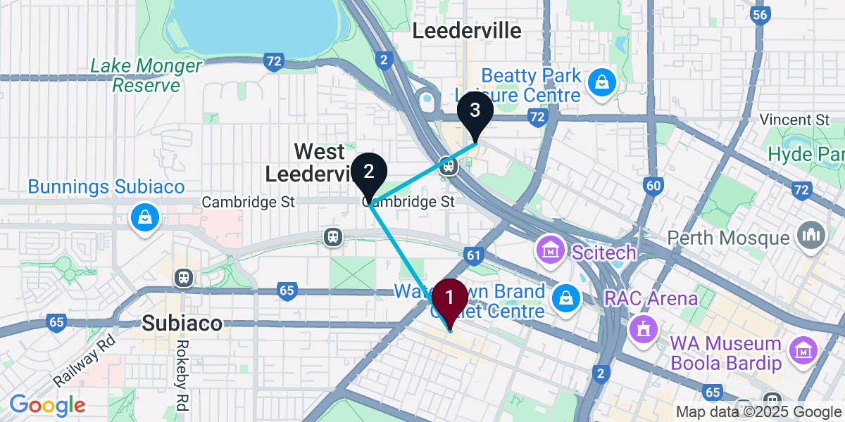 Map for 3-Stop West Perth Live music Bar Crawl