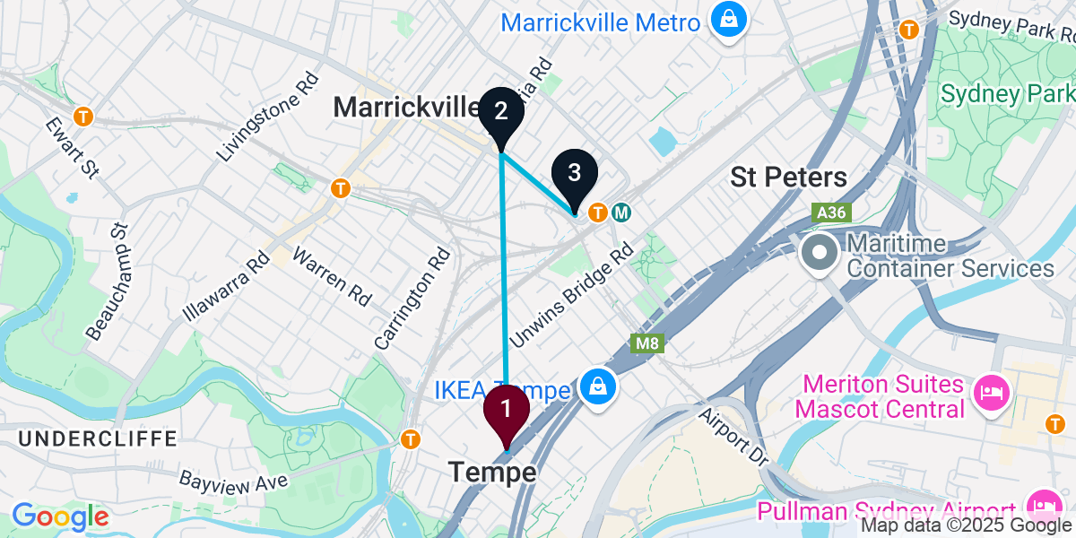 Map for 3-Stop Tempe Live music Bar Crawl