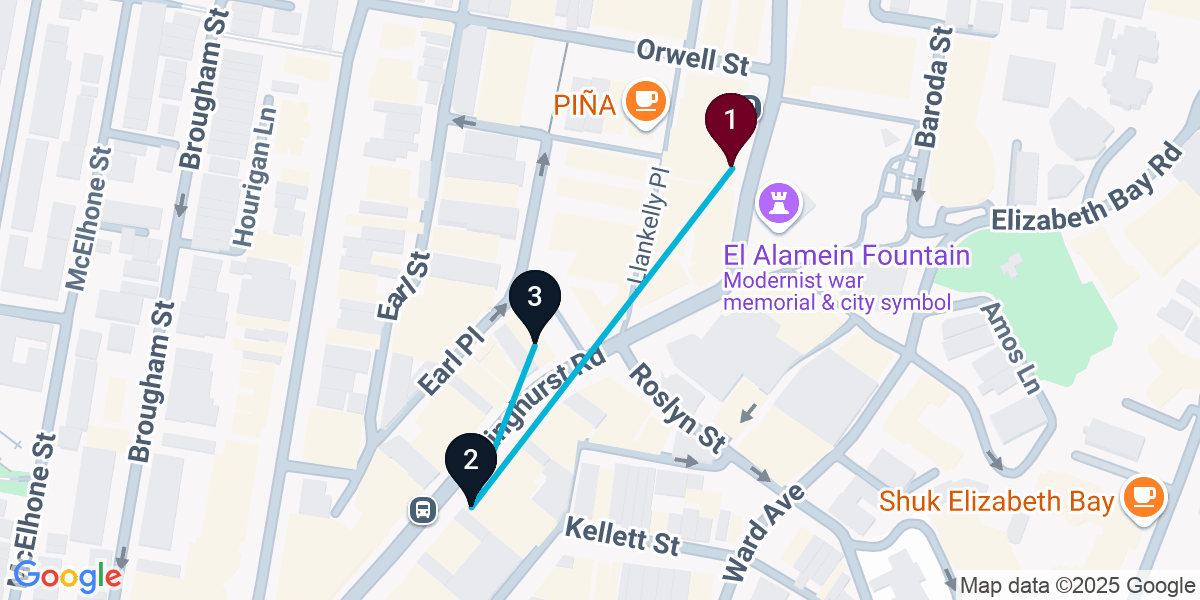 Map for 3-Stop Potts Point Nightclub Bar Crawl