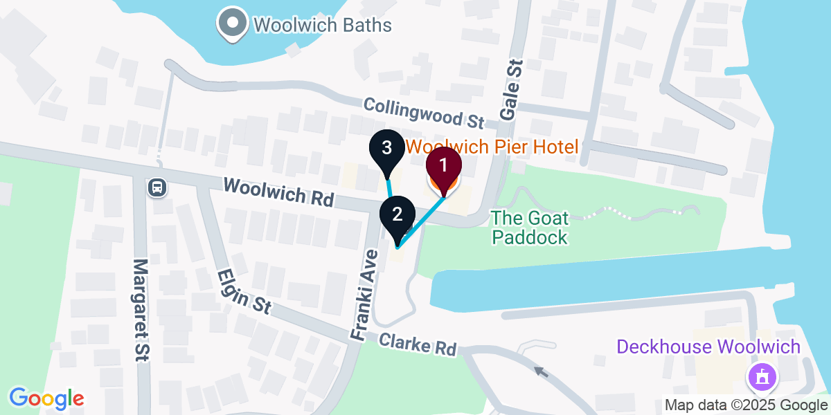Map for 3-Stop Woolwich Bar Crawl