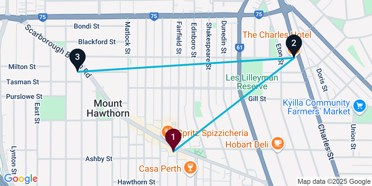 Map for 3-Stop Mount Hawthorn Live music Bar Crawl