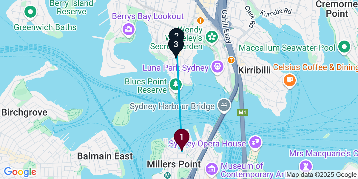 Map for 3-Stop Dawes Point Wine bar Bar Crawl