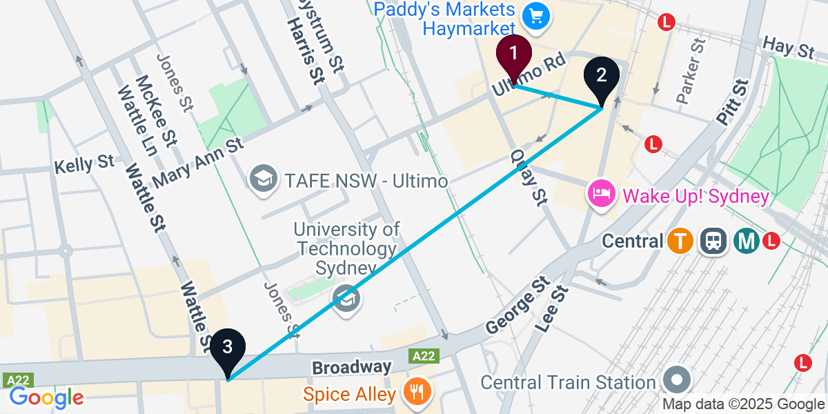 Map for 3-Stop Haymarket Pub Bar Crawl