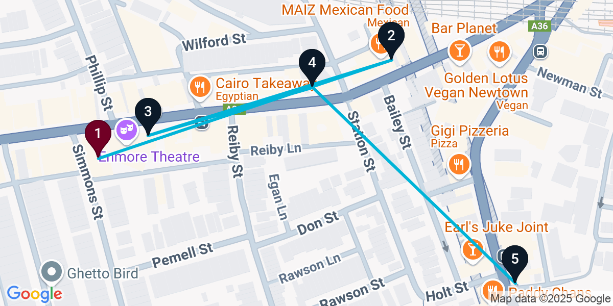 Map for 5-Stop Newtown Wine bar Bar Crawl