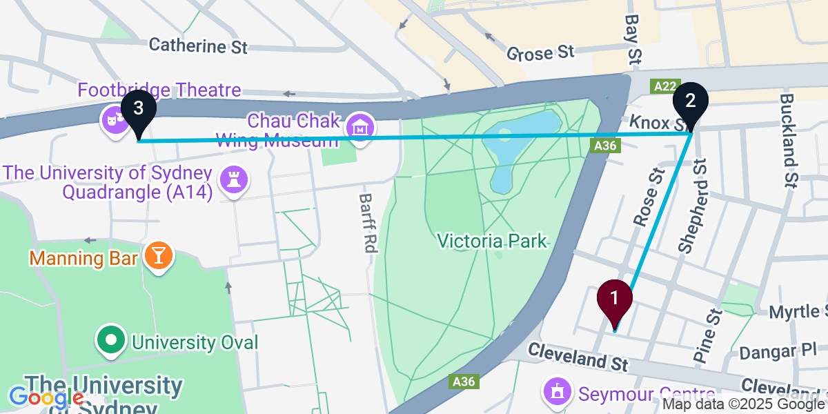 Map for 3-Stop Chippendale Live music Bar Crawl