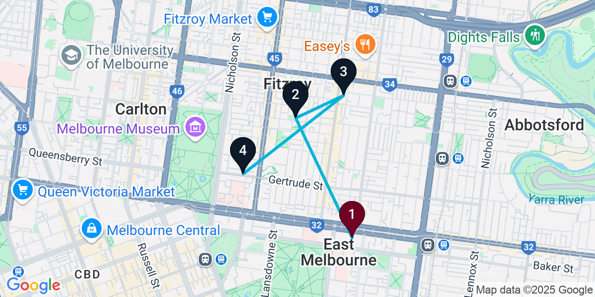 Map for Signature East Fitzroy Bar Crawl