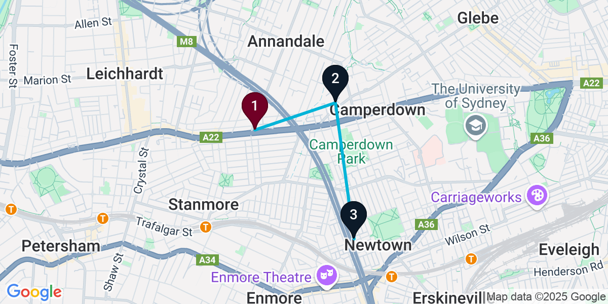 Map for 3-Stop Annandale Speakeasy Bar Crawl