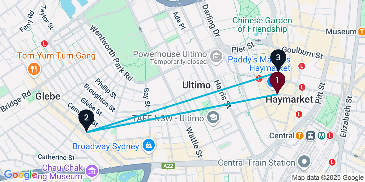 Map for 3-Stop Haymarket Bar Crawl
