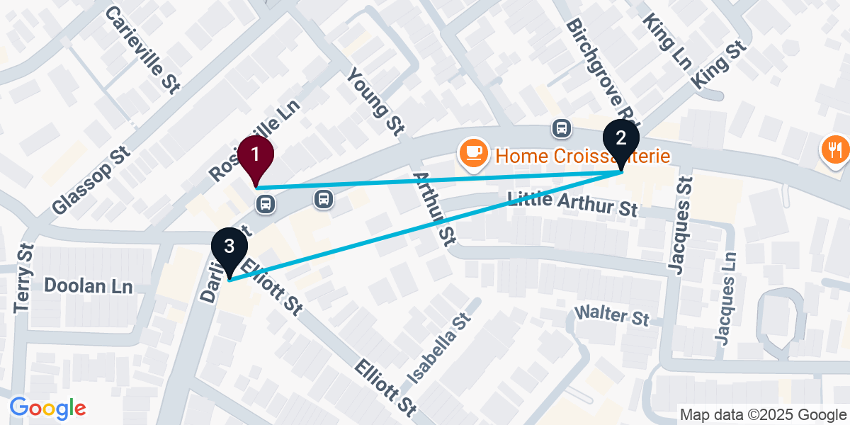 Map for 3-Stop Balmain Bar Crawl