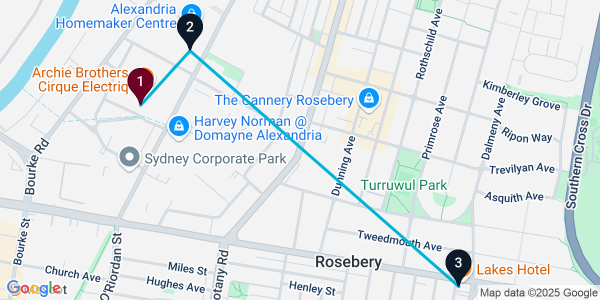 Map for 3-Stop Alexandria Nightclub Bar Crawl