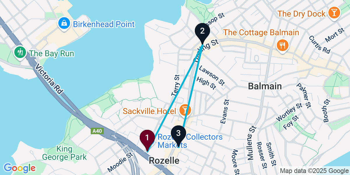 Map for 3-Stop Rozelle Wine bar Bar Crawl